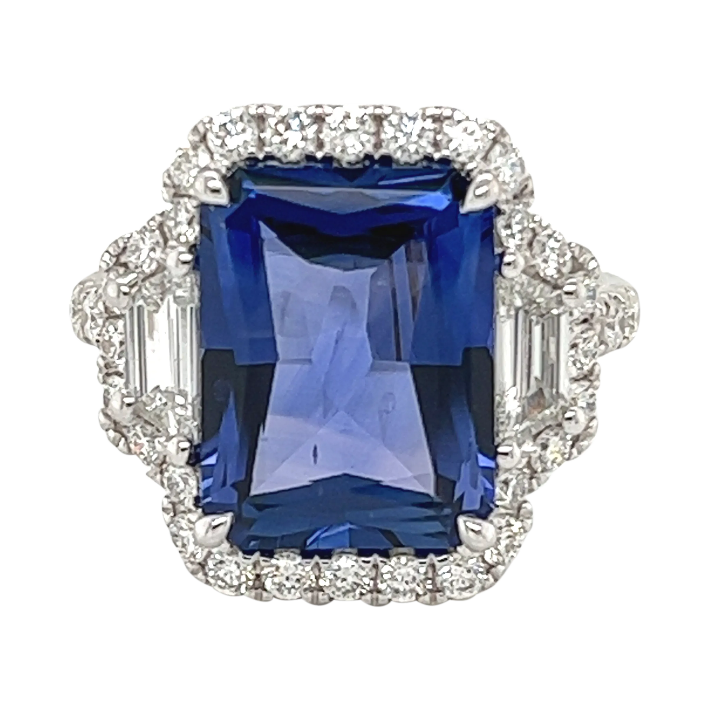 White Gold, 5.81ct Ceylon Sapphire and Diamond Ring