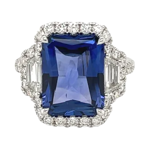 White Gold, 5.81ct Ceylon Sapphire and Diamond Ring