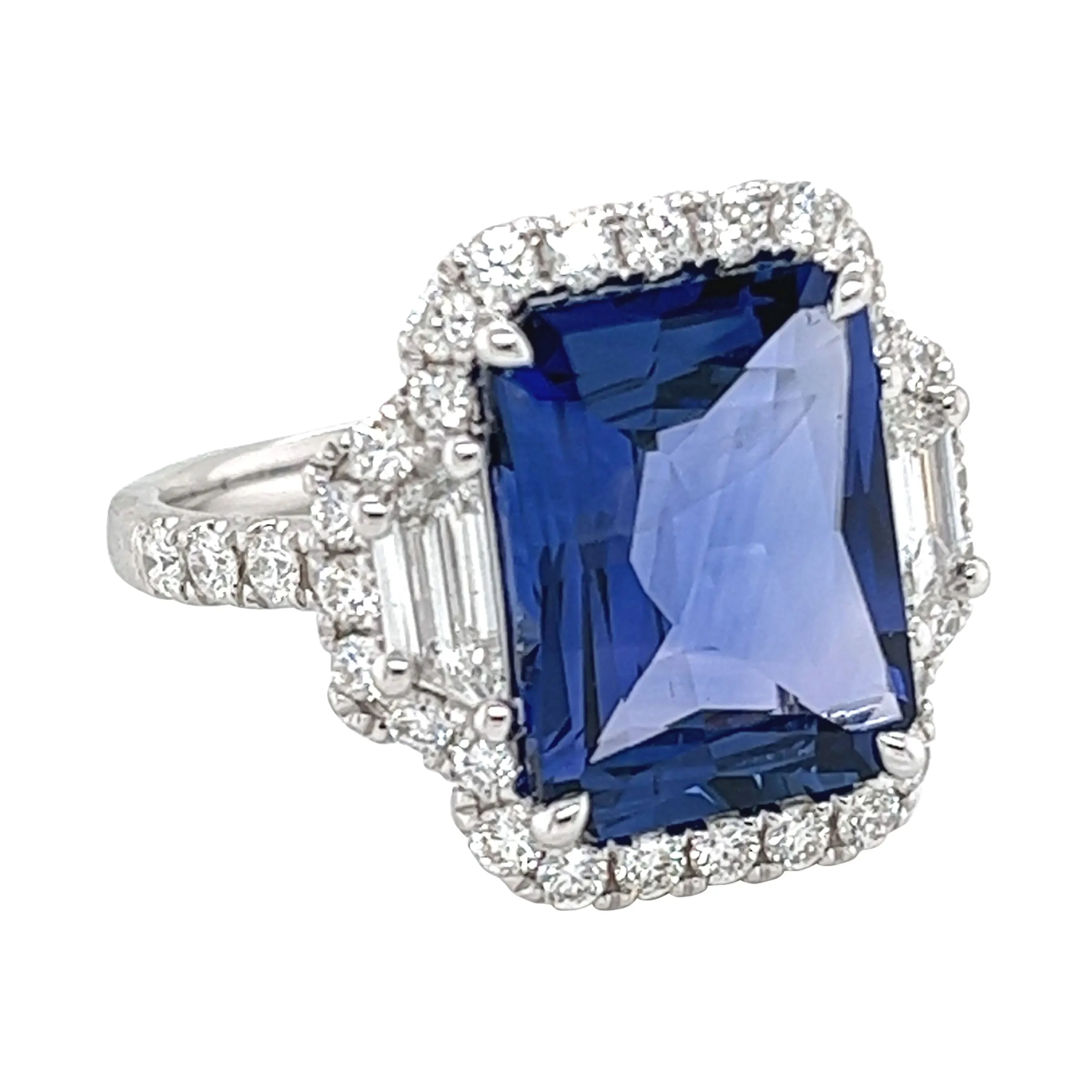 White Gold, 5.81ct Ceylon Sapphire and Diamond Ring