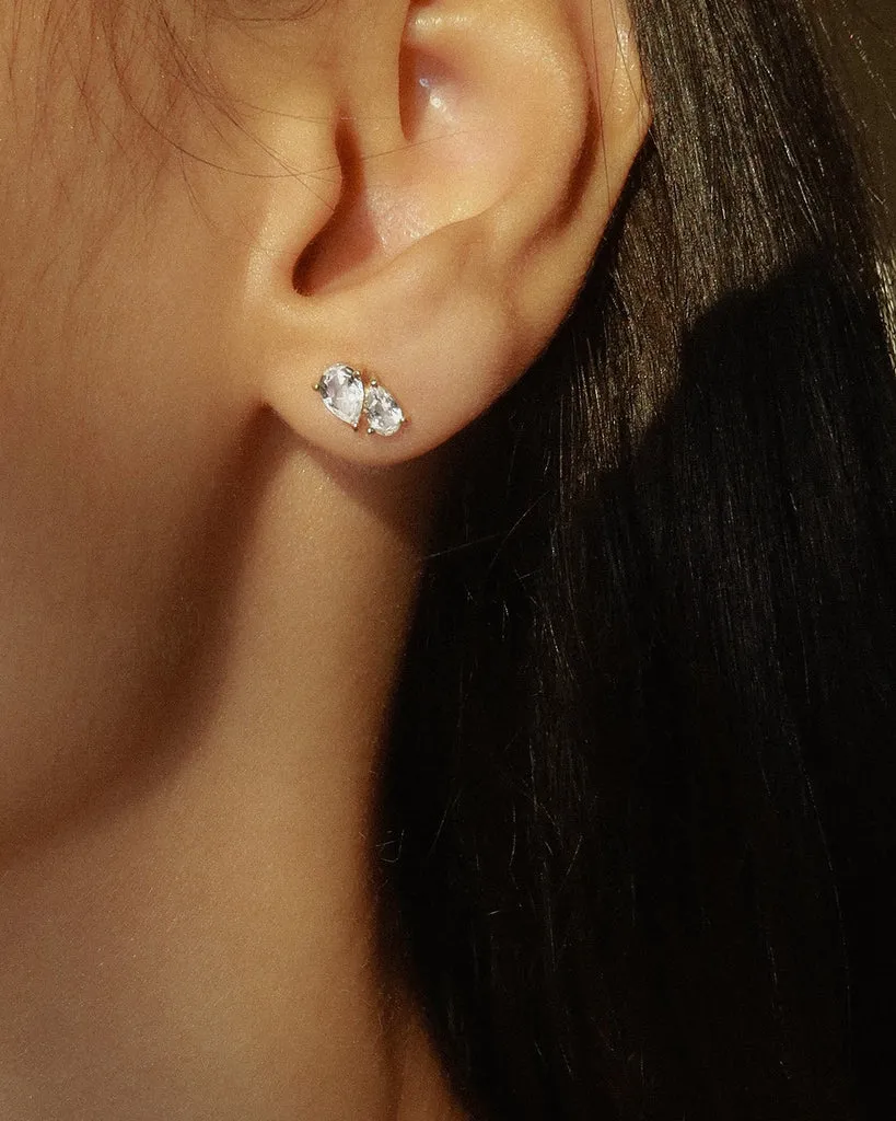 White Topaz Toi et Moi Studs