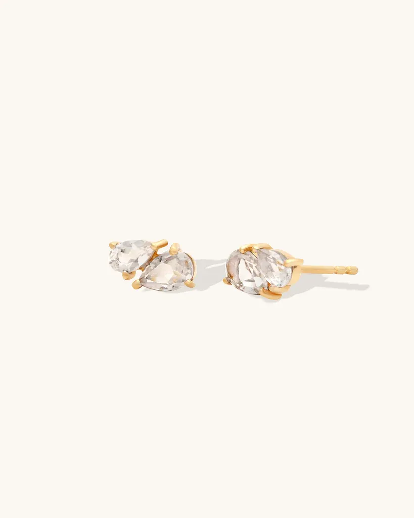 White Topaz Toi et Moi Studs
