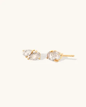 White Topaz Toi et Moi Studs
