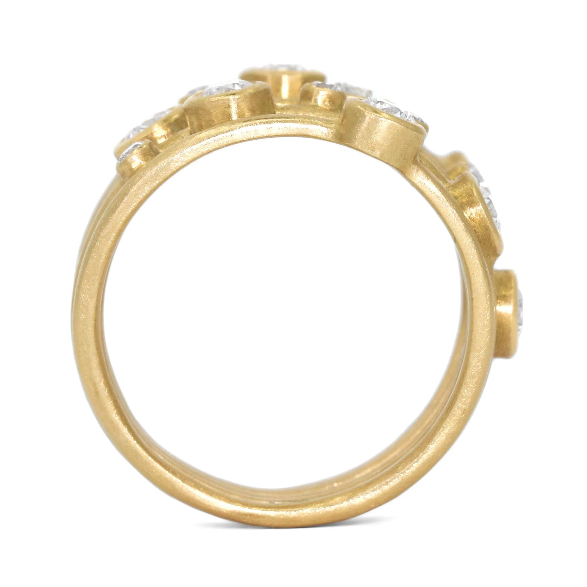 Wille Jewellery White Diamond Gold Bubble Wrap Band Ring