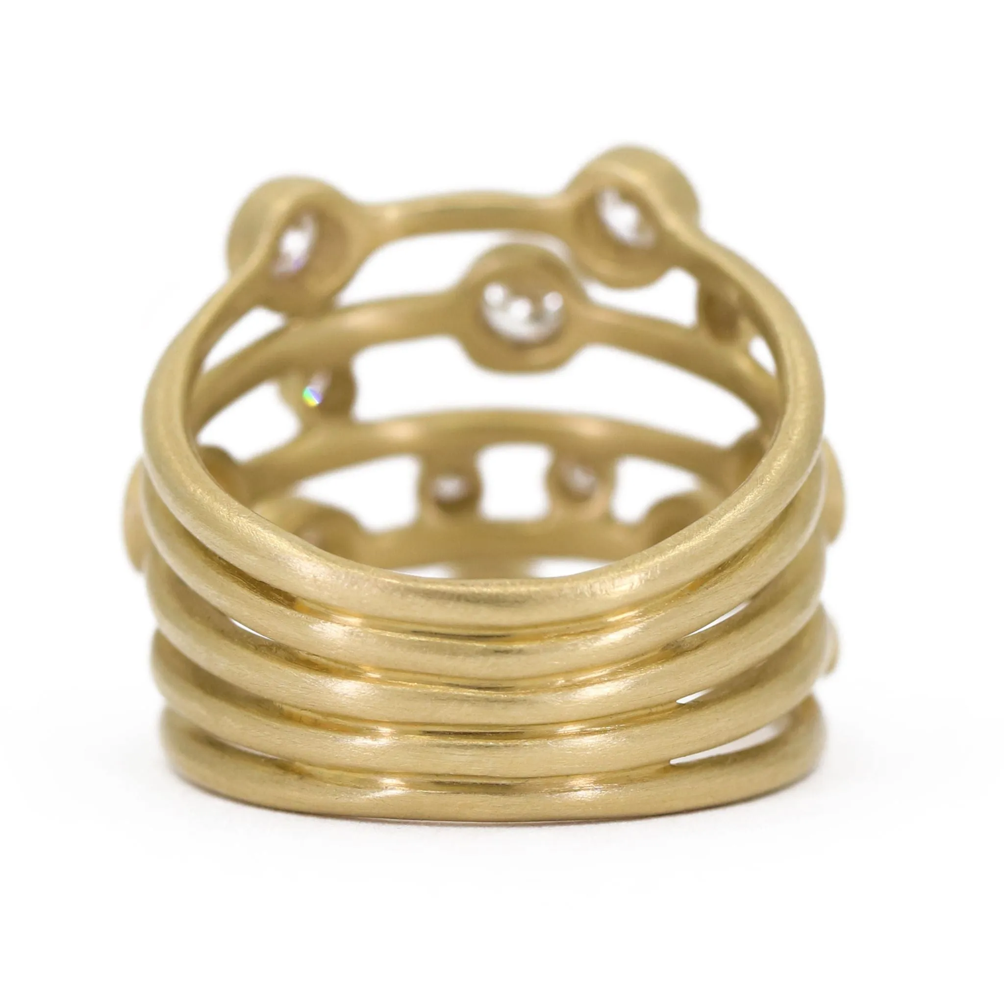 Wille Jewellery White Diamond Gold Bubble Wrap Band Ring