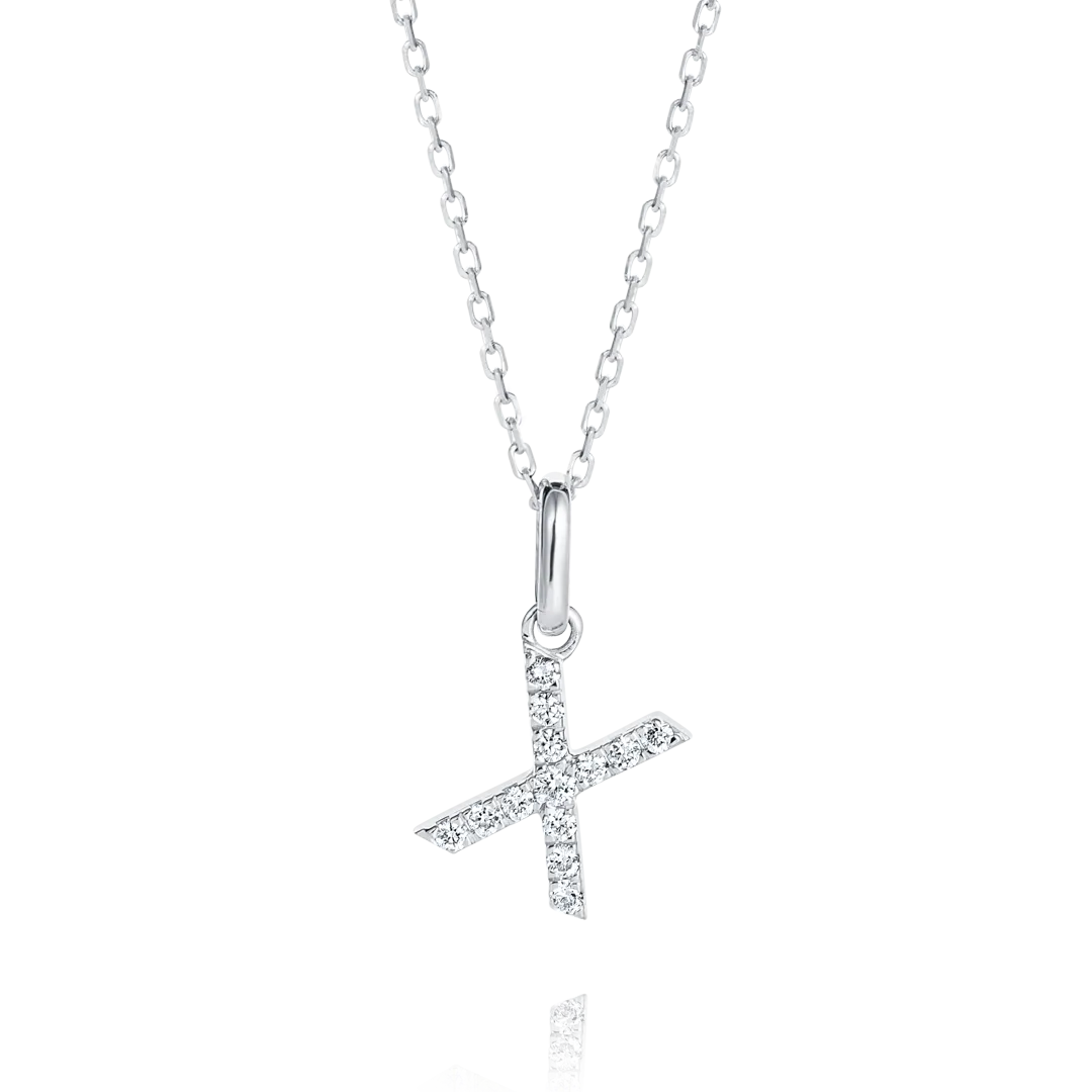 X Letter Pendant White Gold