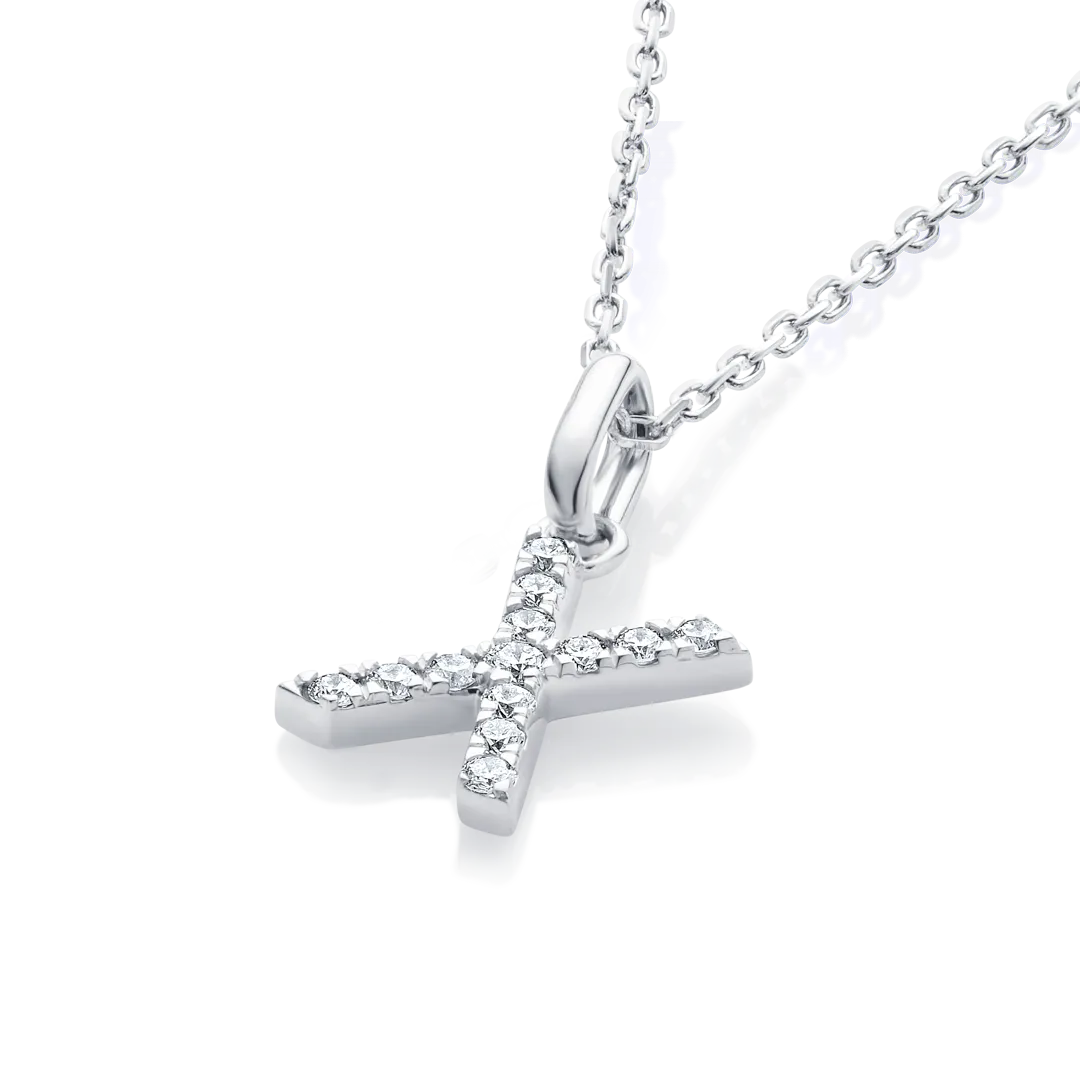 X Letter Pendant White Gold