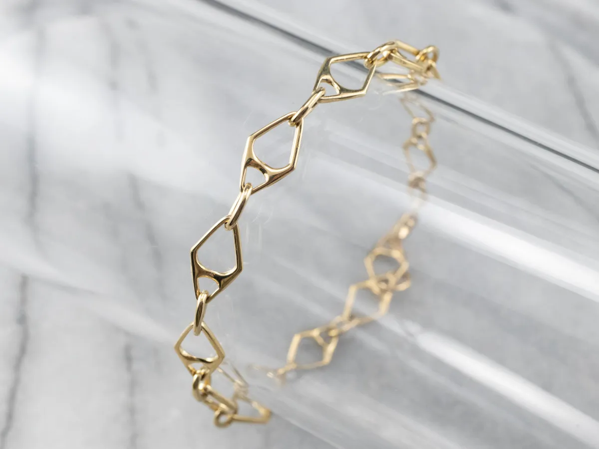 Yellow 18K Gold Marquise Link Bracelet