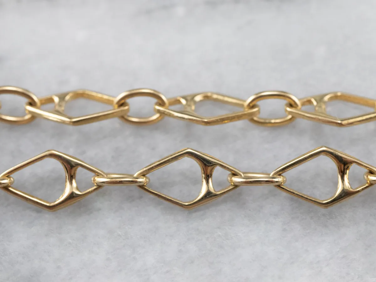 Yellow 18K Gold Marquise Link Bracelet