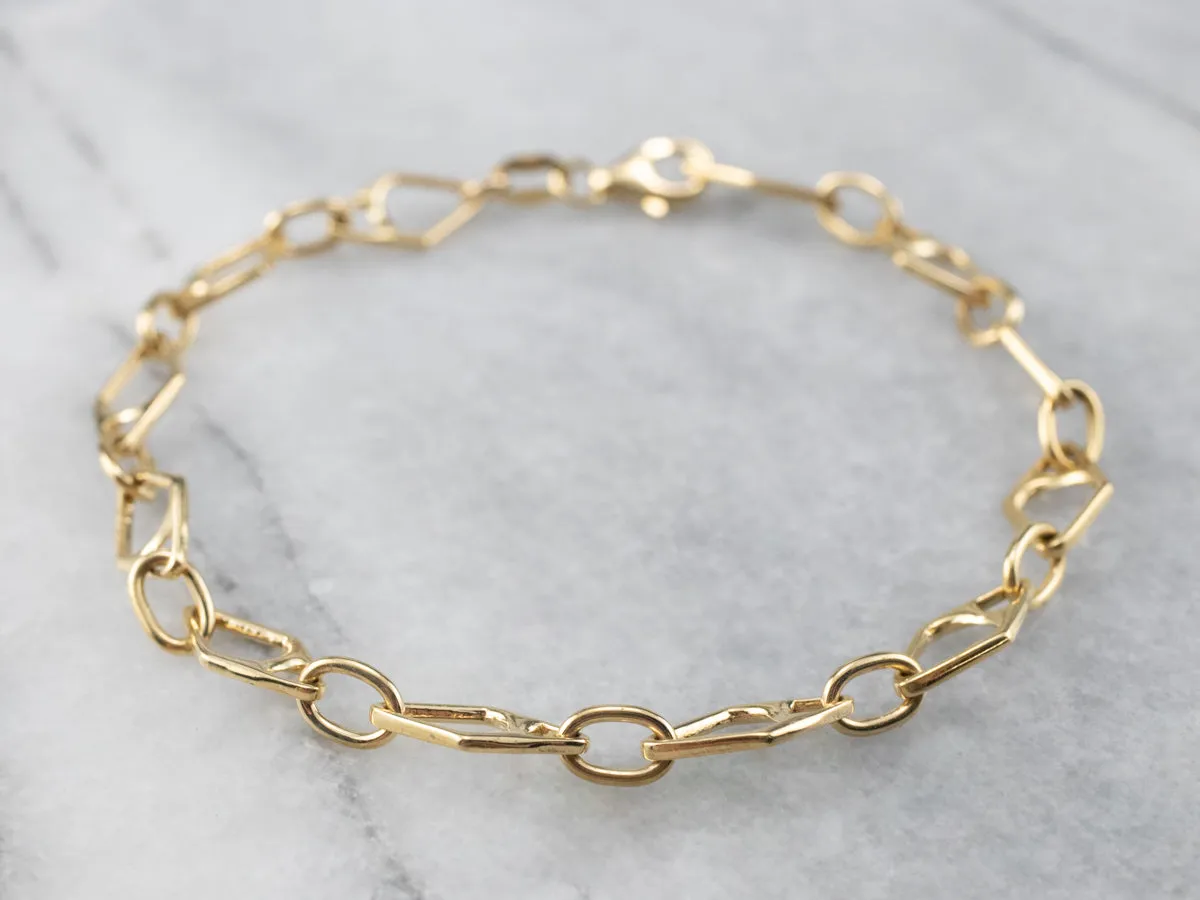 Yellow 18K Gold Marquise Link Bracelet