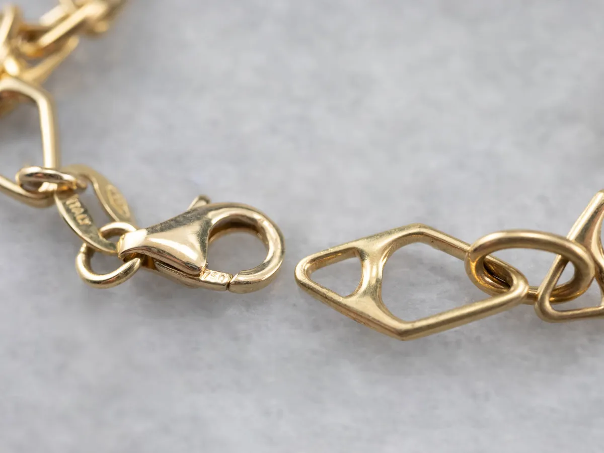 Yellow 18K Gold Marquise Link Bracelet