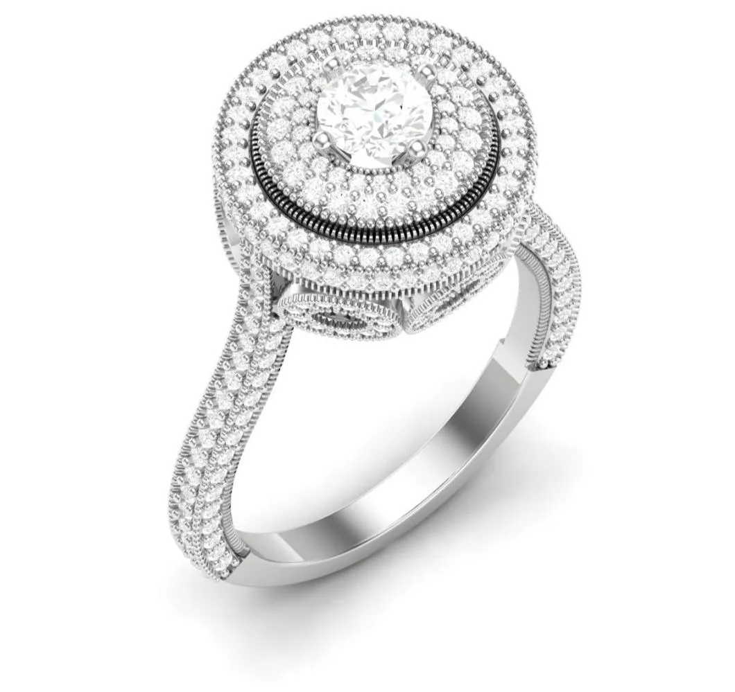 Zack Round Cut CZ Engagement Ring in 925 Sterling Silver
